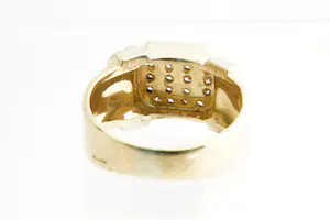 77 - Apart vormgegeven 18 Krt bicolor fantasie ring met 0.30ct diamant kopen? Bied vanaf 470!