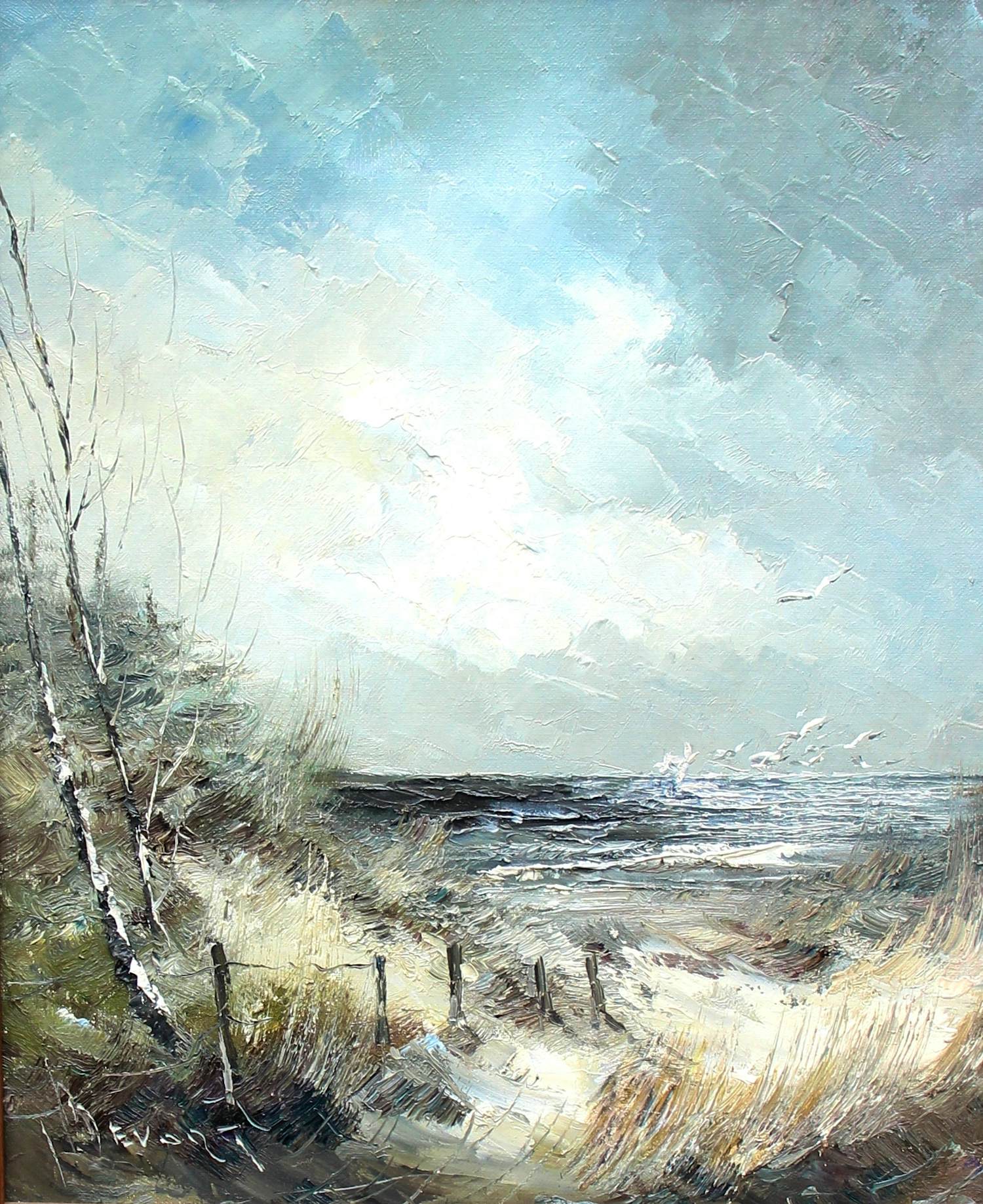 Jan Bevort - olieverf op doek: duinen en strand kopen? Bied vanaf 225!