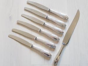 Georg Nilsson - Broodmes, 6 Dinermessen 6 Dinerlepels - Model Riche 694 kopen? Bied vanaf 1!