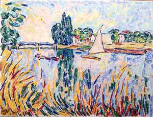 Jan Willem Versteeg - Boats on the Seine at Chatou verkocht voor € 75!