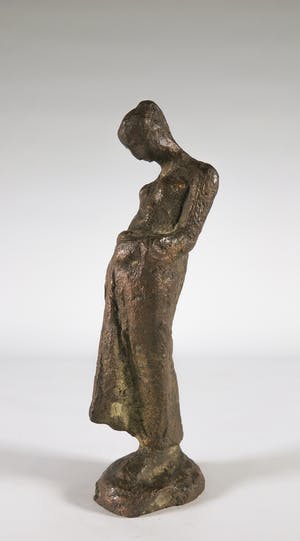 Srja Schoffelen - Sierlijk bronzen beeld van een zwangere vrouw kopen? Bied vanaf 350!