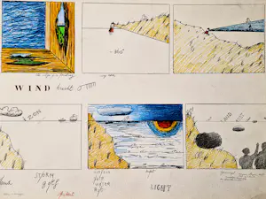 Hannes Postma - Grote jaren 60 kleurpotlood tekening "kleine ontwerpjes / storm water light" kopen? Bied vanaf 47!