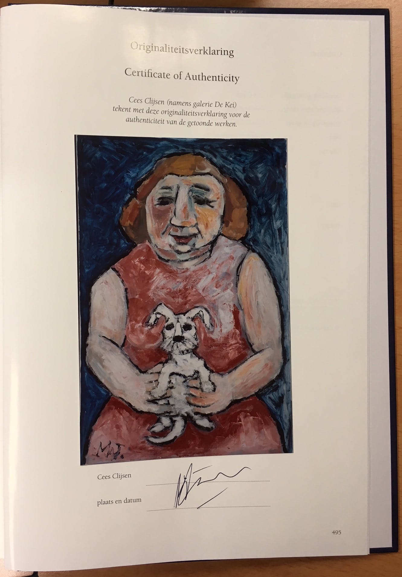 Martin van Wordragen - Gemengde techniek op doek, Tante met Fify - Ingelijst kopen? Bied vanaf 550!