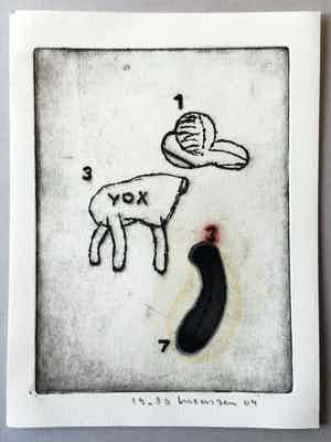 Reinier Lucassen - ets ‘YOX’ - 2004 - oplage 30 verkocht voor € 95!