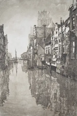 Jan Sirks - Dordrecht, Voorstraat haven - 1 ets & 1 tekening kopen? Bied vanaf 50!