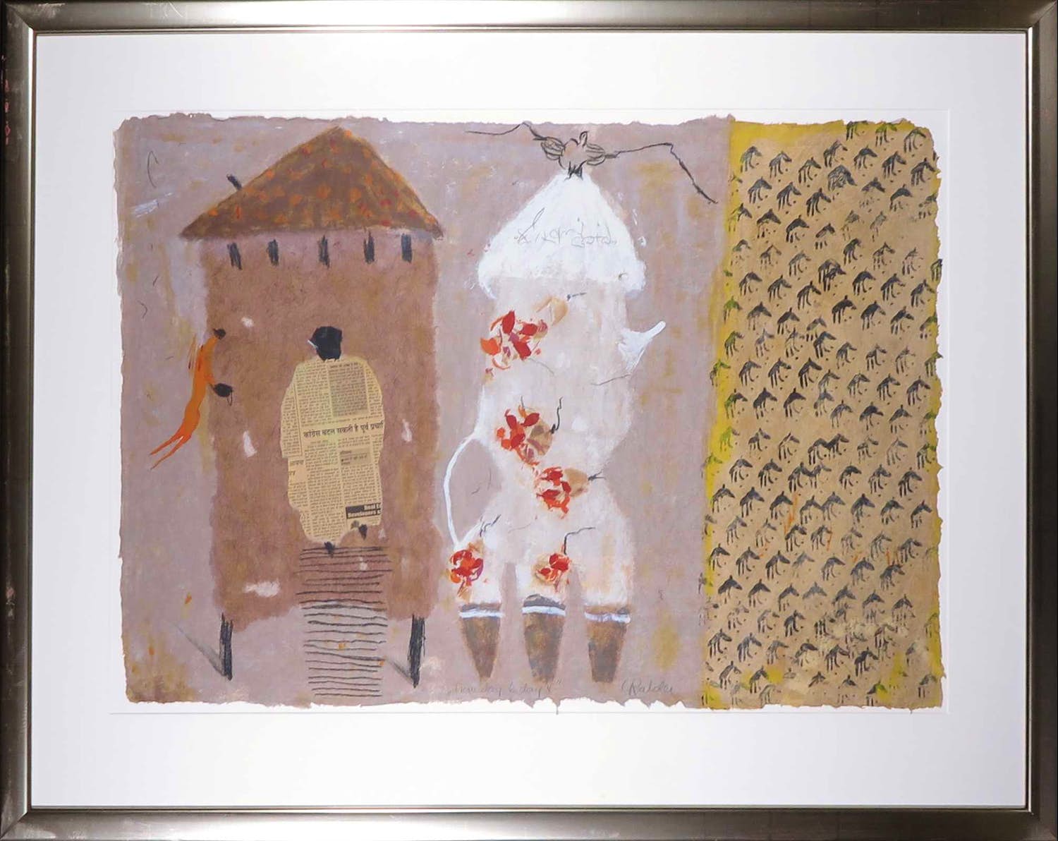 Liesbeth Rahder - Gemengde techniek op papier, From day to day II - Ingelijst (Groot) verkocht voor € 60!