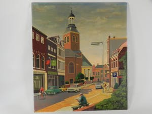 Niet of onleesbaar gesigneerd - BATES -Naïef geschilderde Bloemenmarkt Roosendaal 1 kopen? Bied vanaf 1!