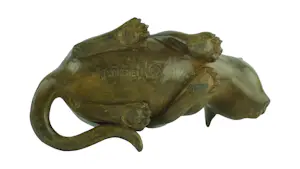 Pierre Chenet - Bronzen beeld van nieuwsgierige kat kopen? Bied vanaf 269!