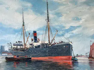 H. Meullemans - Havenzicht met stoomboot kopen? Bied vanaf 350!