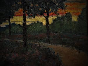 Niet of onleesbaar gesigneerd - Fraai omstr 1930 geschilderd olieverf "Boslandschap late zomeravond" gesigneerd kopen? Bied vanaf 10!