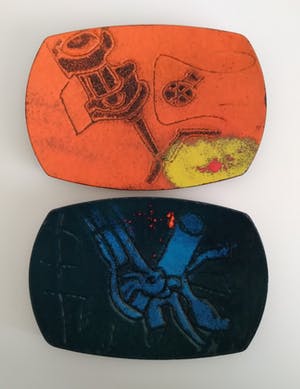 Niet of onleesbaar gesigneerd - Richard Braun, jaren '60 schalen, email, kunstwerkjes kopen? Bied vanaf 1!