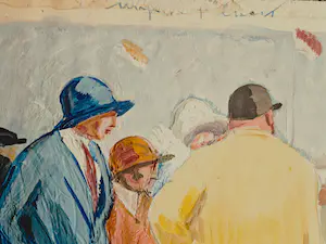 Niet of onleesbaar gesigneerd - omstreeks 1920 - gouache - "at the Polo game" met aantekeningen in potlood kopen? Bied vanaf 1!