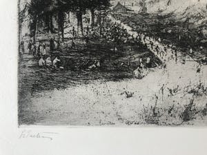 Louis Peeters - Origineel gesigneerde ets - 'Sint Anna strand Antwerpen' kopen? Bied vanaf 1!