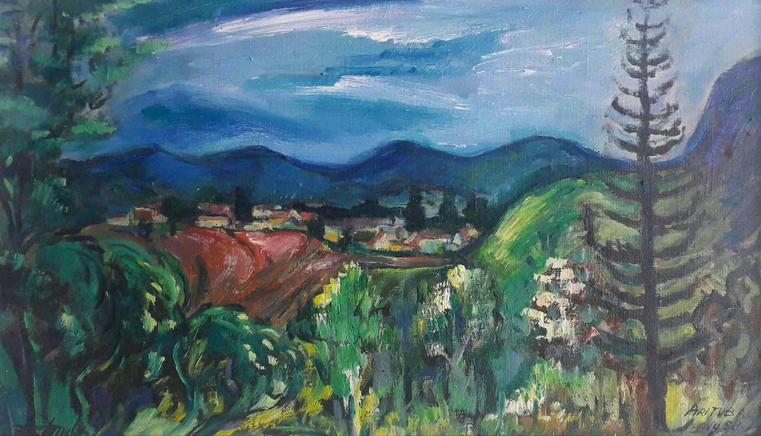 Jacques Mels - Kleurrijk landschap met huisjes kopen? Bied vanaf 68!