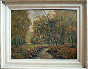 Rudolf Berends - Bosrijk landschap met herfstkleuren in Drenthe of Groningen verkocht voor € 50!