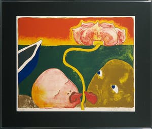 Mark Brusse - Zeefdruk, Story of the blue barque - Ingelijst kopen? Bied vanaf 1!