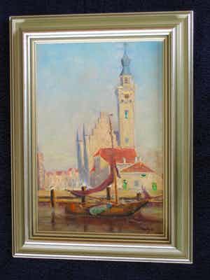 Maurice Sijs - Zicht op Veere (Zeeland). verkocht voor € 395!