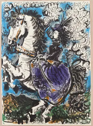 Pablo Picasso - Kleuren lithografie, “Jacqueline op paard”. kopen? Bied vanaf 70!