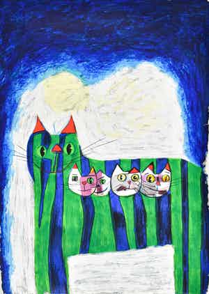 Franz Lauter - Moeder met kittens - 1/200 verkocht voor € 55!