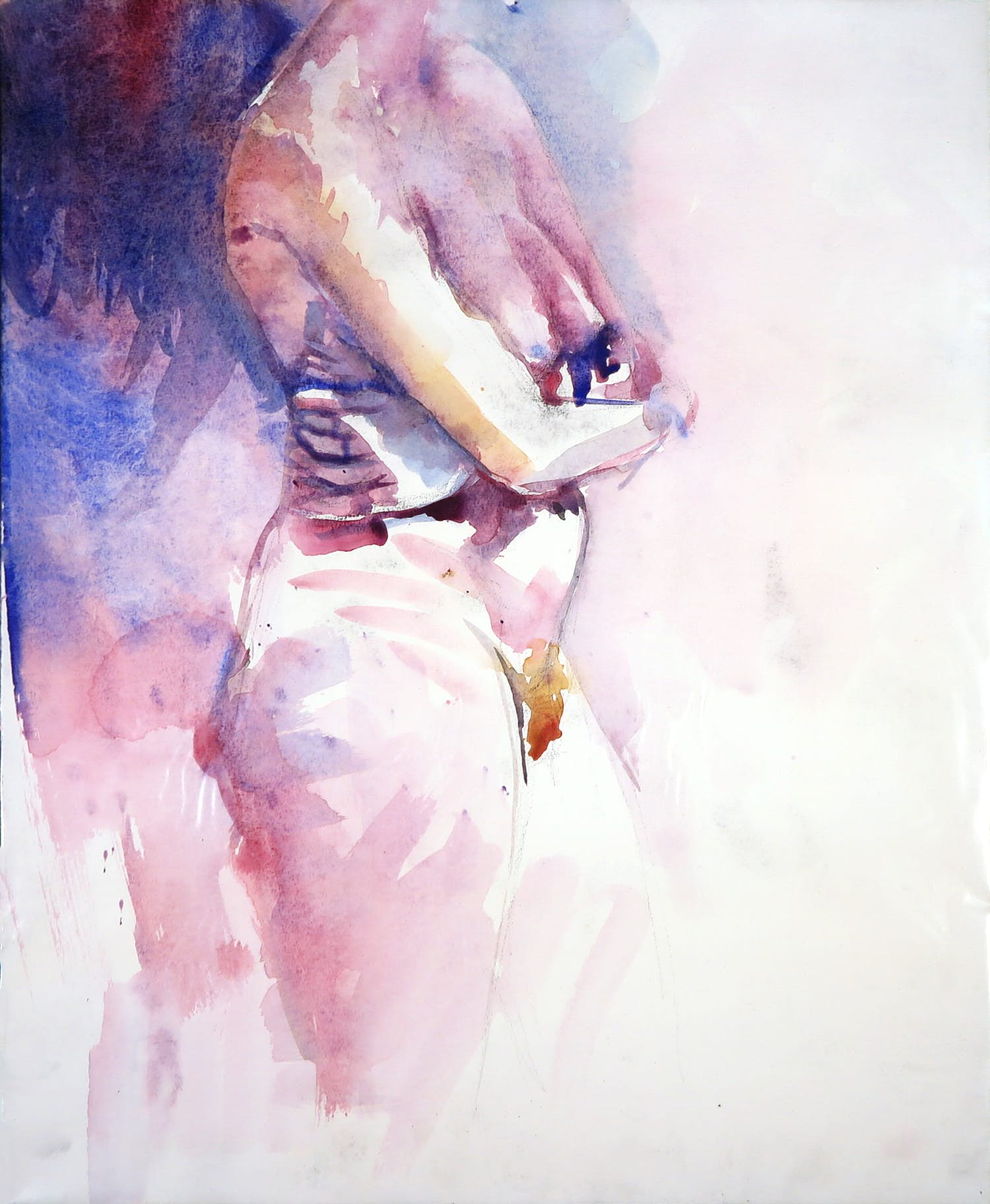 Franscz Witte - Aquarel op papier, Naakt met gevouwen armen kopen? Bied vanaf 1!