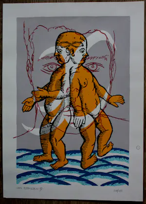 Jan Rothuizen - Zeefdruk: een siamese tweeling - 1992 kopen? Bied vanaf 49!