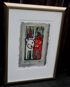 Hans Innemee - Ingelijste zeefdruk: "blanc et rouge" - 2001 kopen? Bied vanaf 199!