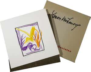 Simon Vinkenoog - Vetkrijt op papier, Elan fleuri + tentoonstellingscatalogus 'Louter Genieten' verkocht voor € 1!