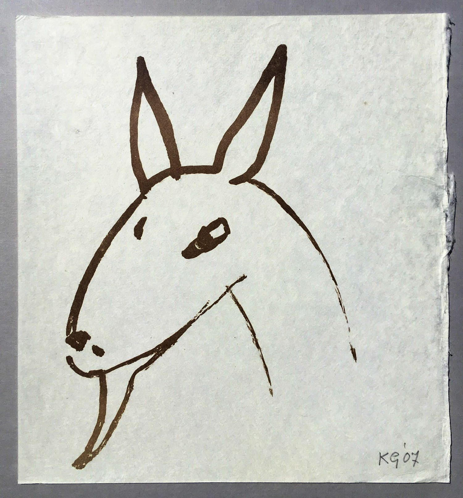 Klaas Gubbels - litho op handgeschept papier 'Geitje' - 2007 verkocht voor € 145!