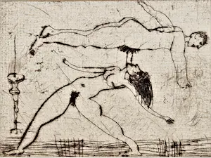 Theo Beerendonk - Expliciete 1970 Epr. d'Art. droge naald Ets "acrobatiek" - potloodgesigneerd kopen? Bied vanaf 28!