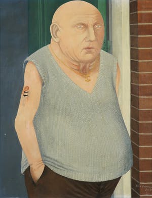 Arie Vermeer - Olieverf op doek, Man in deuropening - Ingelijst kopen? Bied vanaf 50!