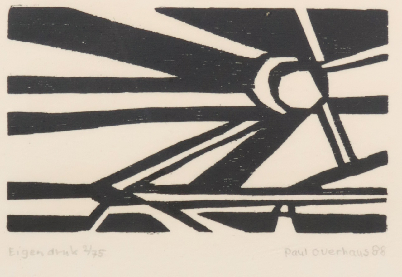 Paul Overhaus - Houtsnede, Zonder titel - Ingelijst verkocht voor € 1!