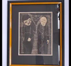 Samuel Jessurun de Mesquita - houtsnede, twee mannen kopen? Bied vanaf 120!