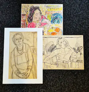 Charles J. Kemper - drie (3) houtskool/pastel/inkt tekeningen van dames - gesigneerd kopen? Bied vanaf 1!