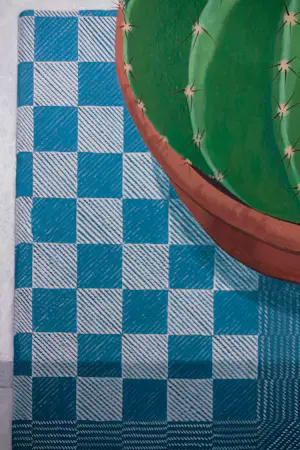 Kees Balvers - Acryl op doek, Cactus aan tafel - Ingelijst kopen? Bied vanaf 100!