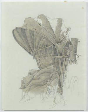 Simon Simonsen - Potlood en aquarel, Rijtuig kopen? Bied vanaf 1!