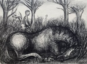 Kees Andrea - lithografie - 'Gewond paard' - 1949 kopen? Bied vanaf 75!