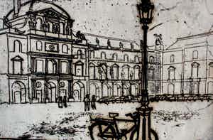 Herbert van Rheeden - Ets: Louvre - 1959 verkocht voor € 45!