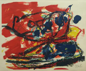 Karel Appel - Kleurenlitho ‘Musique Barbare’ in een barbaarse lijst – 1963 – Lijst, 50 x 60 cm kopen? Bied vanaf 10!