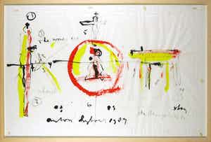 Anton Heyboer - Gemengde techniek op papier, Life is my guilt (...) - Ingelijst verkocht voor € 250!