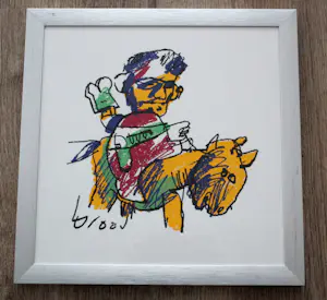 Herman Brood - ingelijste zeefdruk: horseman kopen? Bied vanaf 99!