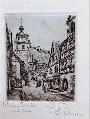 Paul Sollmann - Ets, Rothenburg o.d. Tauber,gesigneerd kopen? Bied vanaf 20!
