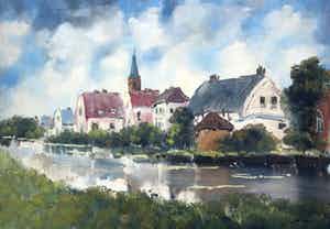 Jan Kelderman - olieverf op doek: Abcoude verkocht voor € 75!