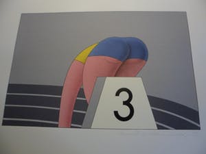 Marinus Fuit - -kleuren zeefdruk - 'Atlete in startblok' kopen? Bied vanaf 35!