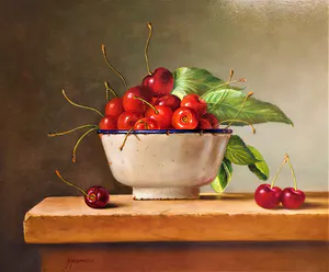 Hans Habraken - Emaillen schaal met kersen kopen? Bied vanaf 525!