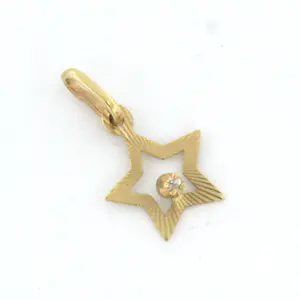 14k geel gouden hanger in een vorm van een ster met single cut diamant kopen? Bied vanaf 35!