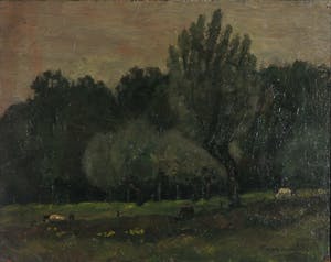 Pieter Haan - Olieverf op board, lot van vier boslandschappen kopen? Bied vanaf 1!