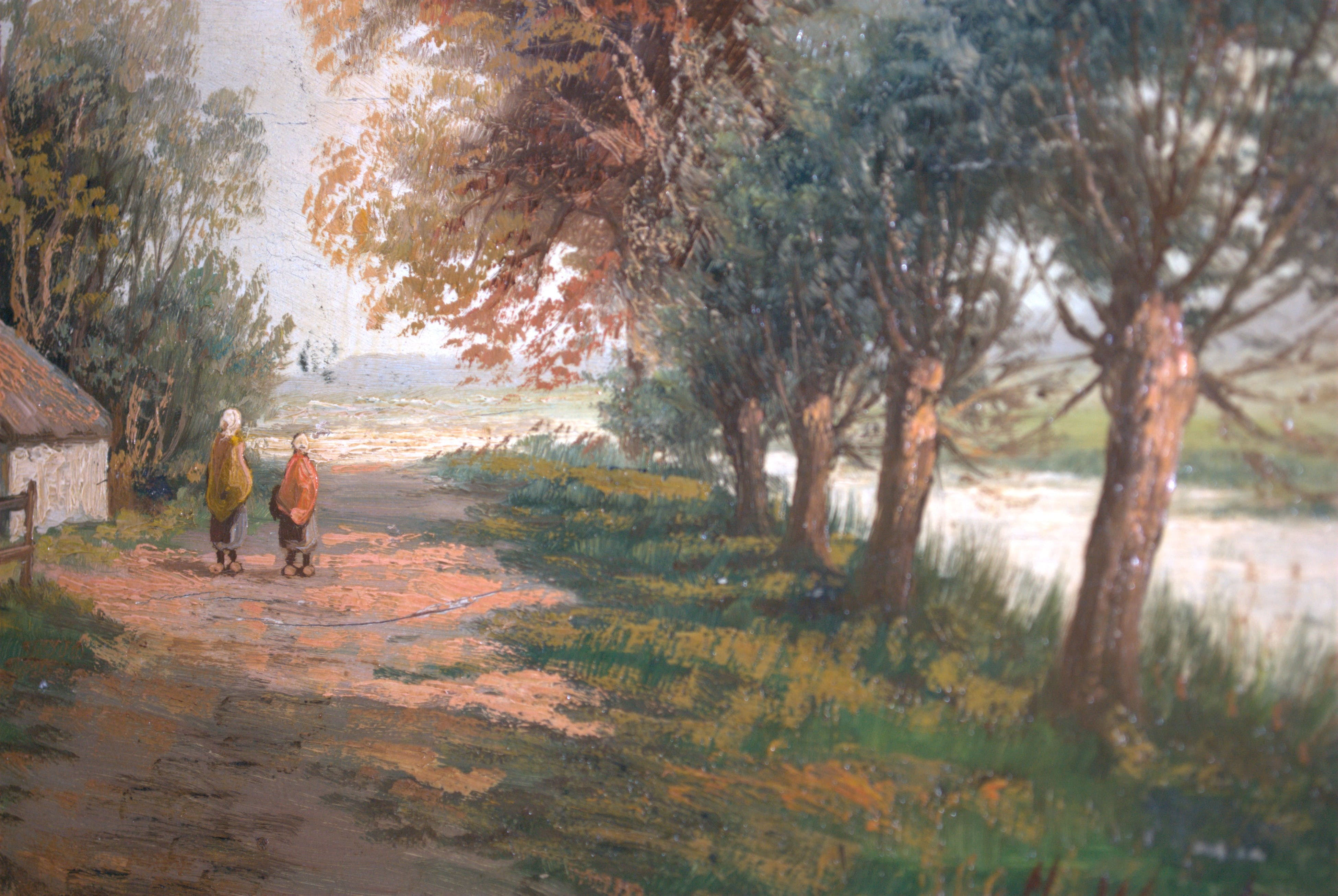 Niet of onleesbaar gesigneerd - landelijke scene - olieverfschilderij kopen? Bied vanaf 1!