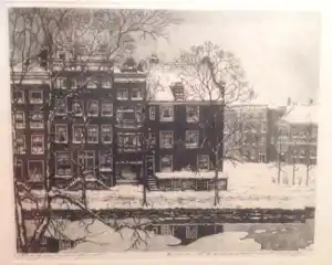 Cornelis Brandenburg - Ets : Reguliersgracht Amsterdam (Kunsthandel Koch) jaren 30 verkauft für € 40!
