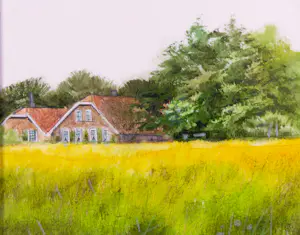 Rien Poortvliet - Gouache en potlood op papier, Patrijzen hebben de boer nodig - Ingelijst kopen? Bied vanaf 1000!