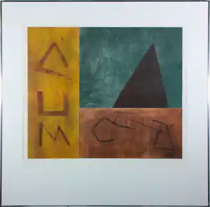 Jose van Tubergen - Aquatint (unicum), Zonder titel / Abstracte compositie - Ingelijst (Groot) vendu pour 60€ !